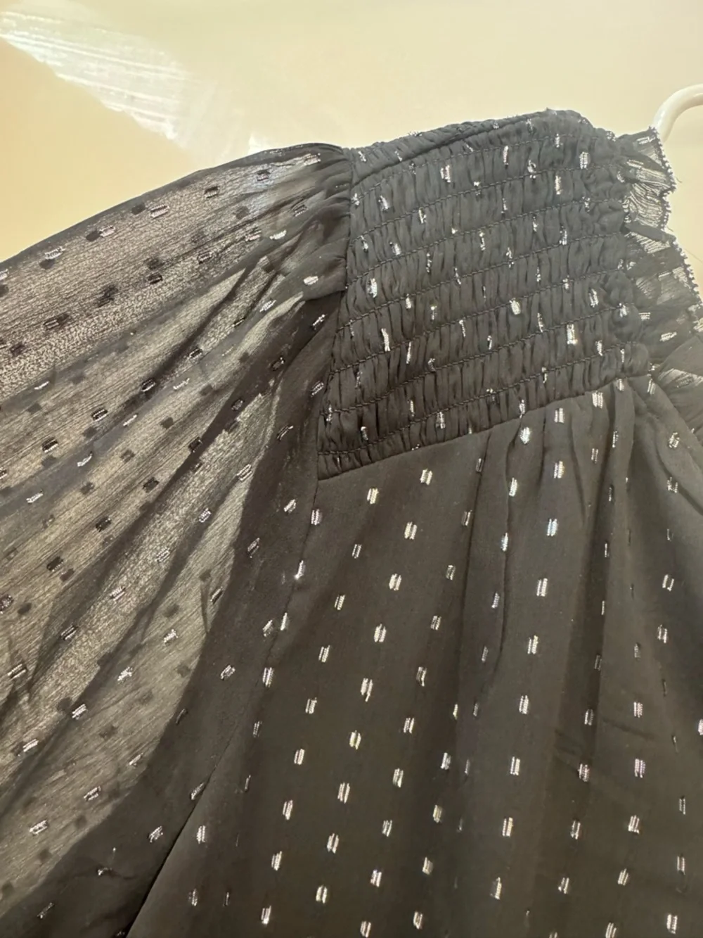 Old Navy Black Polka Dot Smocked Yoke Blouse - Women - Picture 4 of 5